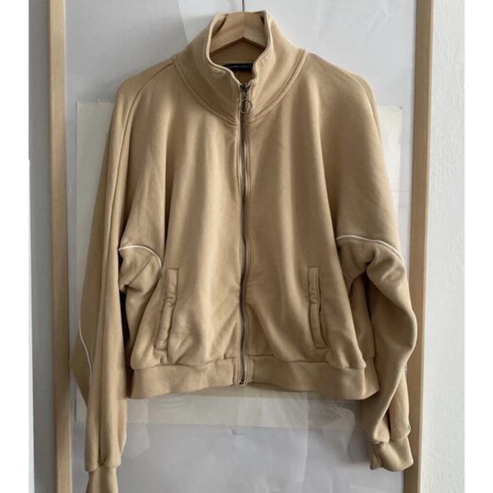 Abercrombie  Y2K 90’s  Beige Oversized Sweatshirt XL Full Zipper Bomber Jacket